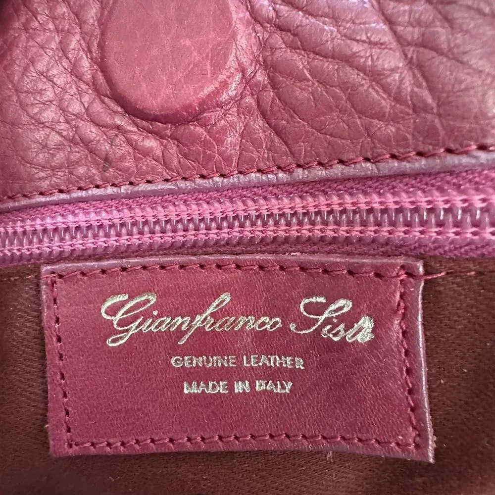 Gianfranco Sisti Floral Embellished Italian Leather Bag Purse Pocketbook